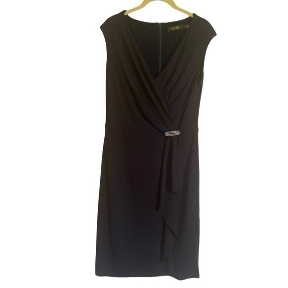 Lauren Ralph Lauren Dresses & Skirts - LAUREN Ralph Lauren Navy Jersey Cap Sleeve Embellished Cocktail Dress Size 8